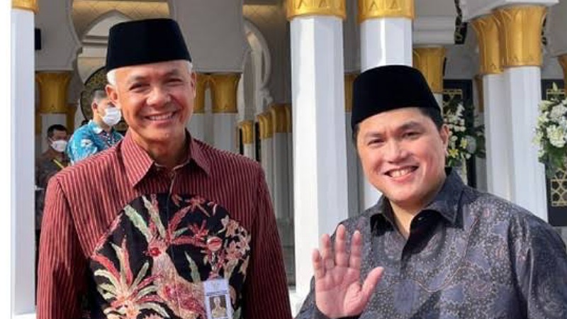 Gubernur Jawa Tengah Ganjar Pranowo diprediksi akan berpasangan dengan menteri BUMN Erick Thohir di Pilpres 2024/Repro