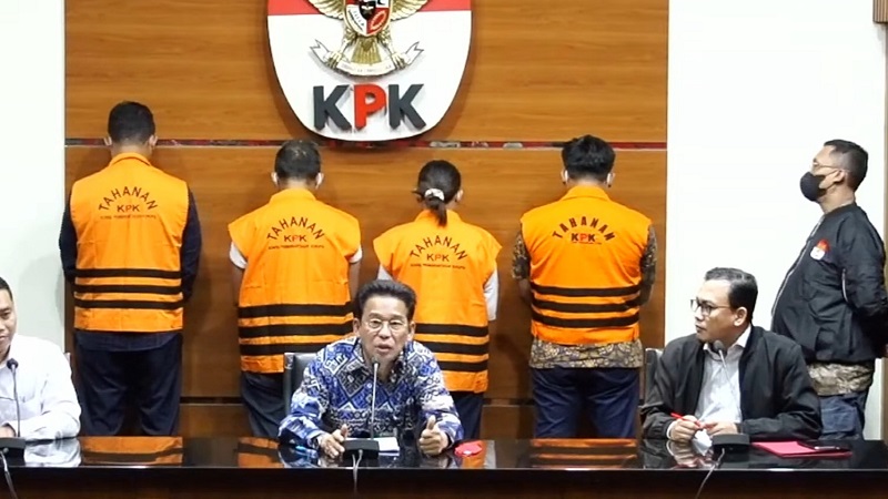 Wakil Ketua KPK Johanis Tanak merilis dugaan suap yang melibatkan pejabat di Kemenhub.-Dok. KPK-