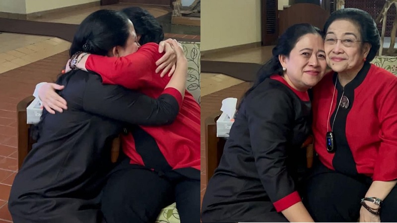 Ketua DPP PDIP Puan Maharani memeluk ibundanya yang juga Ketua Umum DPP PDIP Megawati Soekarnoputri izin pamit berangkat haji. (Foto: Instagram @puanmaharaniri)