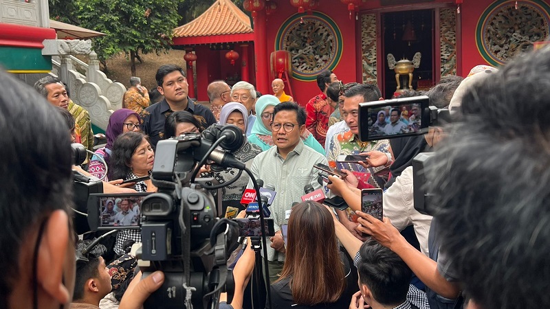 Bacawapres Muhaimin Iskandar (Gus Imin) saat menghadiri silaturahmi kebangsaan lintas tokoh agama di Kelenteng Kong Miao TMII, Jakarta Timur, Kamis (14/9). (Foto: Ist)