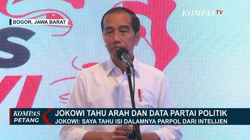 Tangkapan layar Presiden Joko Widodo di acara Rakernas relawan Seknas Jokowi. -