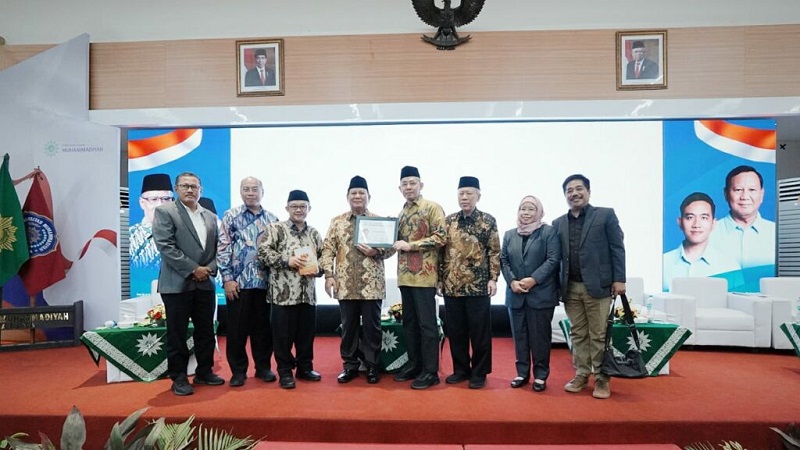 Calon Presiden Prabowo Subianto menghadiri Dialog Terbuka Muhammadiyah tanpa didampingi Cawapresnya Gibran Rakabuming Raka. (Foto: Dok Muhammadiyah)