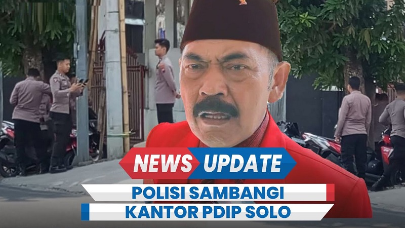 Kolase Ketua DPC PDIP Solo FX Hadi Rudyatmo dan kantor DPC PDIP Solo yang didatangi Polisi. (Foto: Dok tribun)