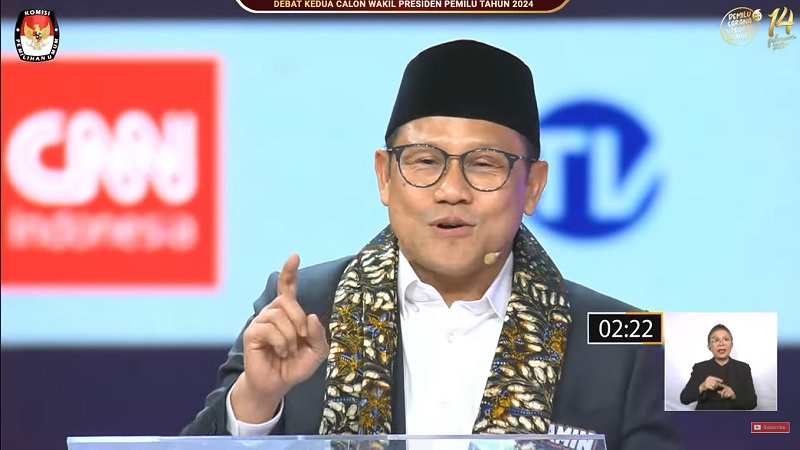 Cawapres nomor urut 1, Muhaimin Iskandar dalam debat Cawapres. (Tangkapan Layar)