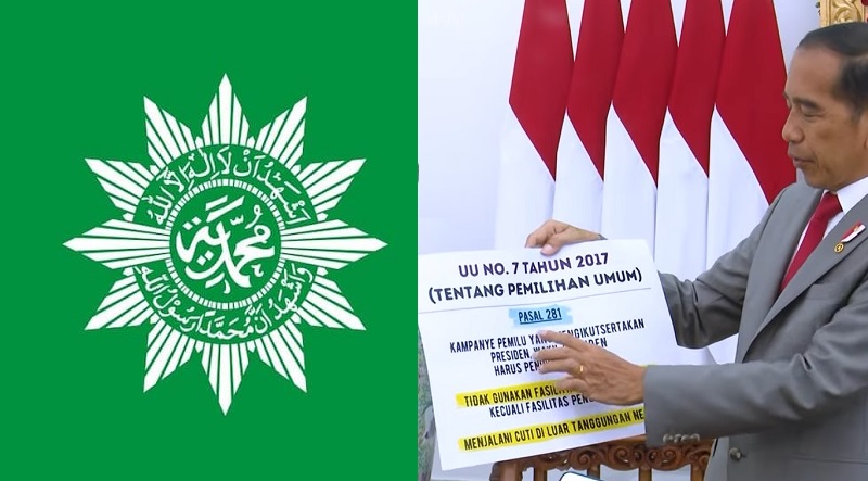 Kolase logo Muhammadiyah dan Presiden Jokowi yang menerangkan UU Pemilu. (Foto: Repro)