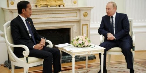 Presiden Jokowi dengan Presiden Rusia Vladimir Putin dalam satu pertemuan/Disway
