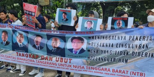 Demo Solidaritas Mahasiswa Tangerang meminta penutupan Amman Mineral/Ist