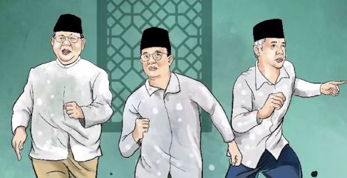 Kolase ilustrasi Prabowo Subianto, Anies Baswedan dan Ganjar Pranowo/Net