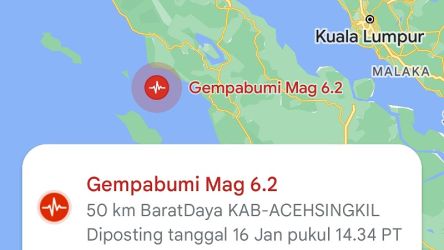 Gempa Magnitudo 6,2 di Aceh Singkil/Tangkapan Layar