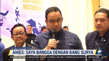 Anies Baswedan memberikan keterangan pers usai menemui Ketua Umum Nasdem Surya Paloh. (Foto: Tangkapan layar Metro TV)