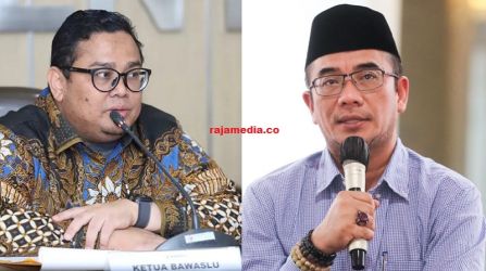 Kolase Ketua Bawaslu RI Rahamt Bagja dan Ketua KPU RI Hasyim Asy'ari