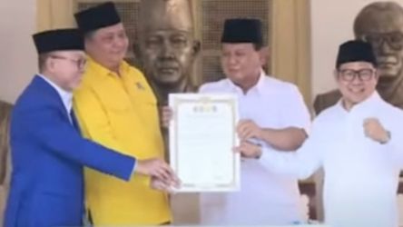 Partai Golkar, PAN dan PKB resmi memberikan dukungan kepada Prabowo Subianto sebagai Capres 2024. (Foto: Repro)