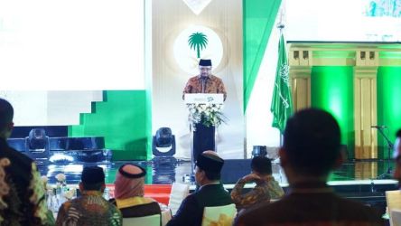 Menag Yaqut Cholil Qoumas saat menghadiri The 93rd National Day of the Kingdom of Saudi Arabia di Jakarta. (Foto: Dok Kemenag)