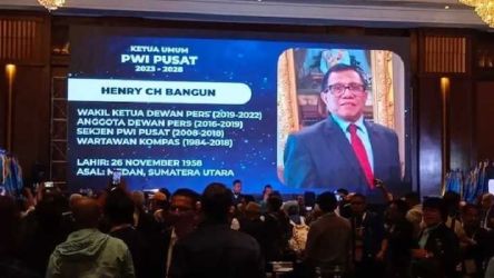 Henry Ch Bangun terpilih menjadi Ketum PWI di Kongres XXV PWI di Hotel El Royale, Bandung Jawa Barat, Rabu dini hari (27/9). (Repro)