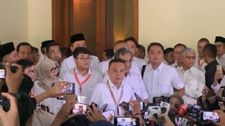 Ketua Harian DPP Gerindra Sufmi Dasco Ahmad menyampaikan hasil keputusan Partai Gerindra. -