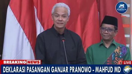 Mahfu MD resmi diumumkan Ketua Umum PDIP Megawati Soekarnoputri menjadi Cawapresnya Ganjar Pranowo. (Foto: Tangkapan Layar MetroTV)