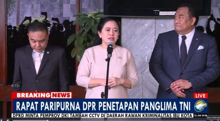 Ketua DPR RI Puan Maharani memberikan keterang pers terkait Jenderal Agus Subiyanto yang telah disetujui DPR menjadi Panglima TNI. (Tangkapan Layar)TNI