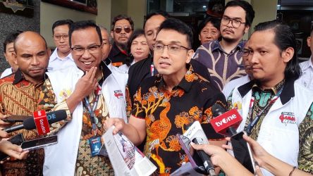 Jubir TPN Ganjar-Mahfud, Aiman Witjaksono usai diperiksa penyidik Ditkrimsus Polda Metro Jaya. (Foto: Disway)