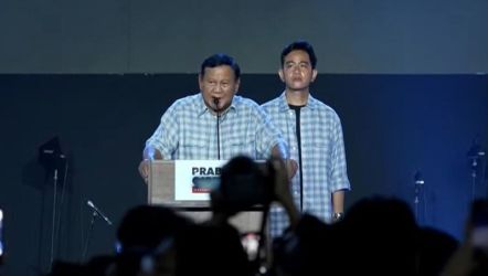 Prabowo-Gibran deklarasi kemenangan di Istora (TangkapanLayar)