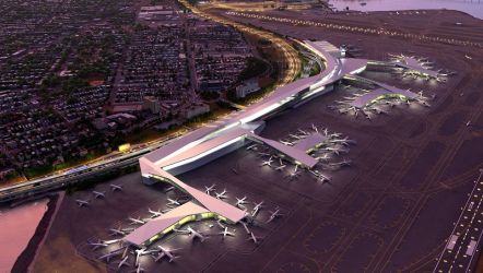 Foto udara Bandara La Guardia baru.--